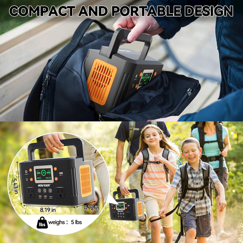 HOWEASY Portable Power Station,260W(500W peak) Solar Generator with PD 65W
