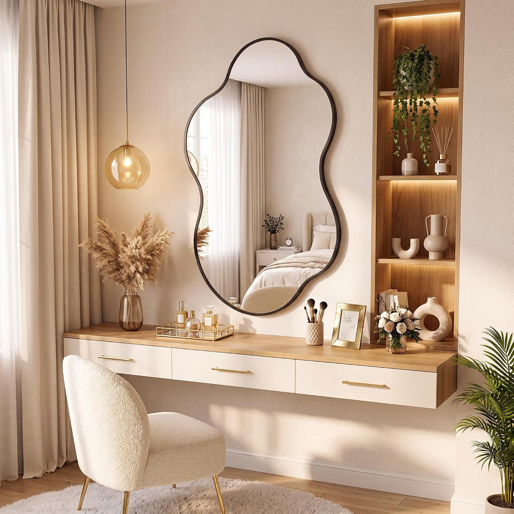 32''x20'' Asymmetrical Mirror with Metal Frame, Small Irregul...