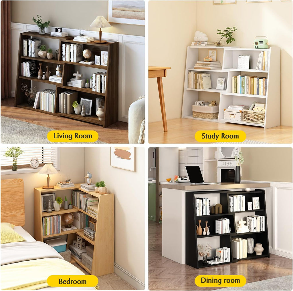iotxy wooden extendable shelf bookcase, 3-tier low bookshelf, package contents