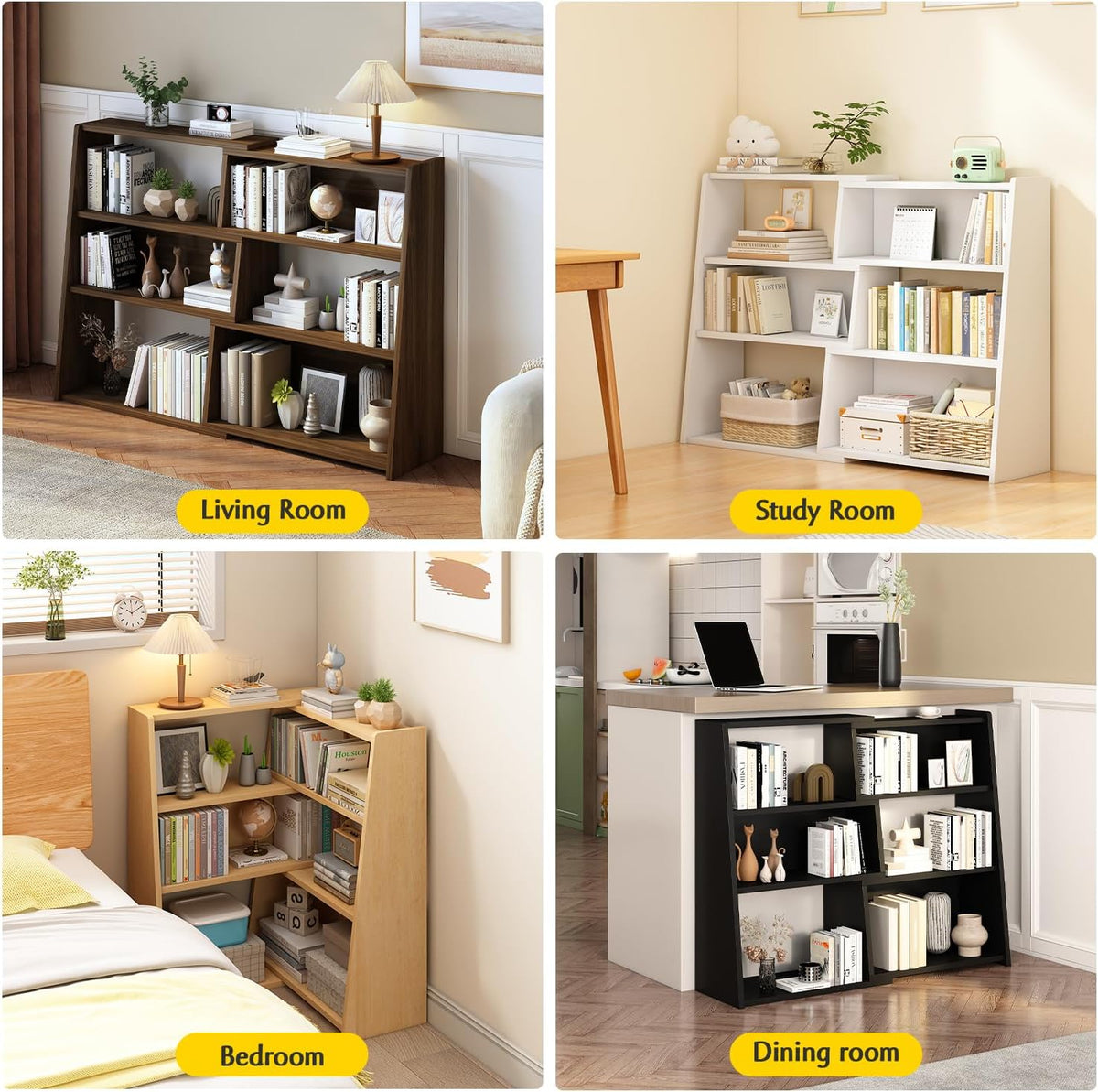 iotxy wooden extendable shelf bookcase, 3-tier low bookshelf, package contents