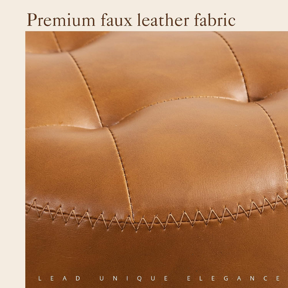 LUE BONA Faux Leather Vanity Stool Chair for Makeup Room,Brown Stool for Vani...