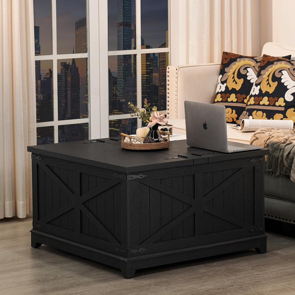 Joaxswe Coffee Table Sets 3, Farmhouse Side Table with Charging Station and G...