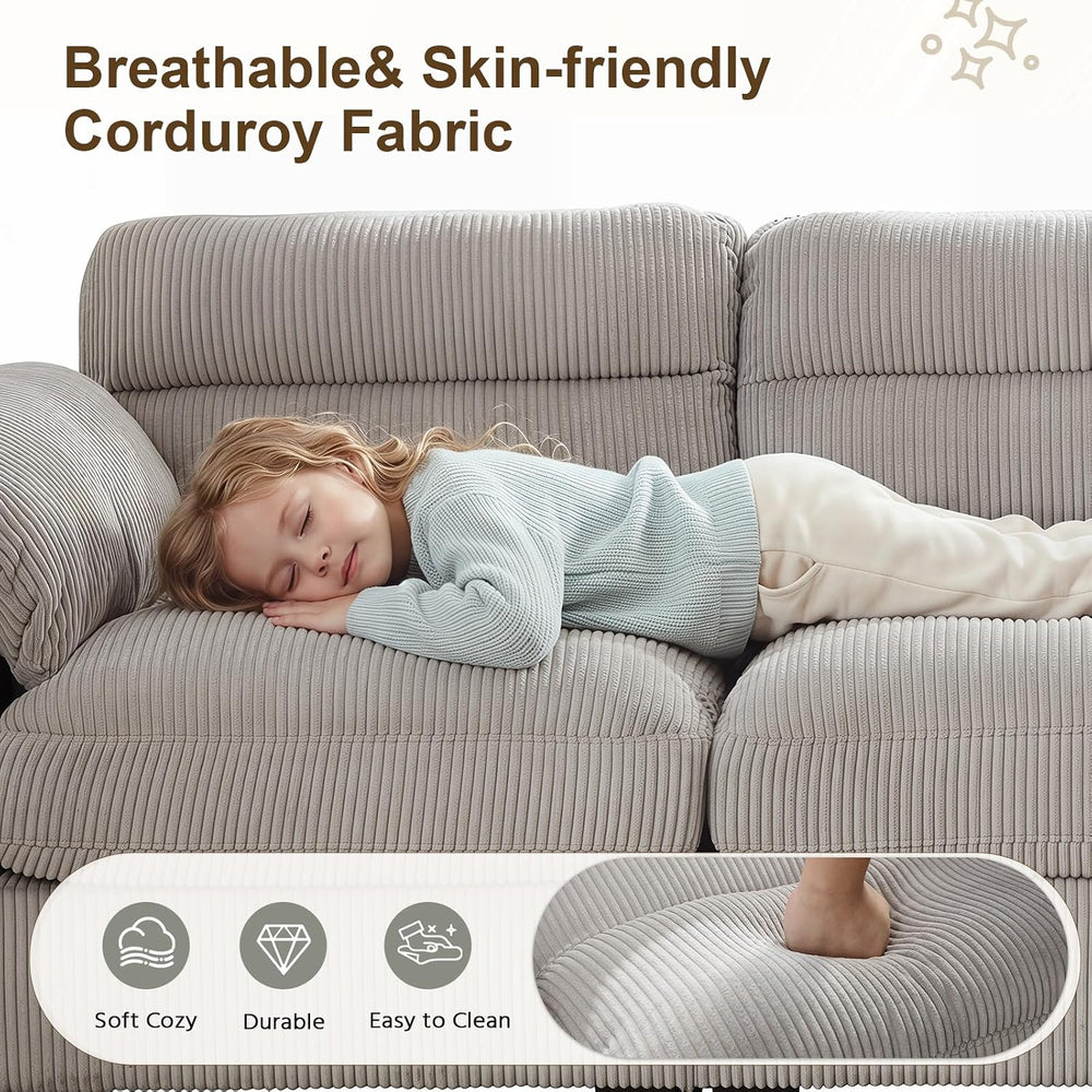 HAOMARKETS Corduroy 4-Piece Sofa Set, Upholstered Ottoman Set of 2, Accent Ch...