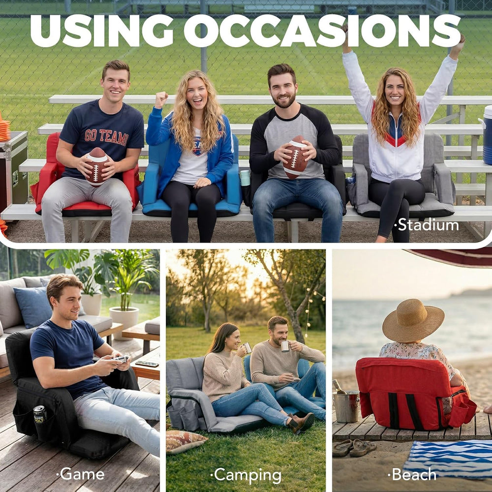 Stadium Seats with Back Support Wide, 4.7" Padded Bleacher Seat, 6-Posit...