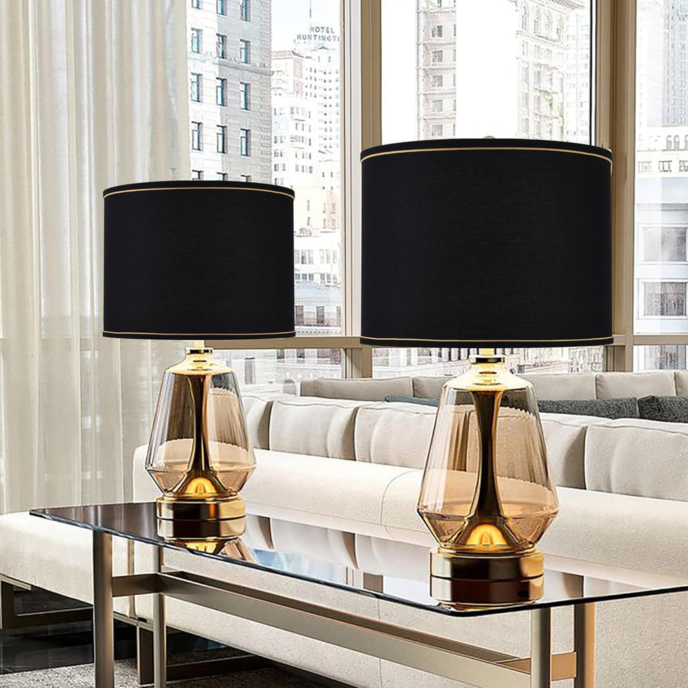 GO&SO Black Lamp Shades 1Pc,13" D x 10" H,Medium Drum Lampshade