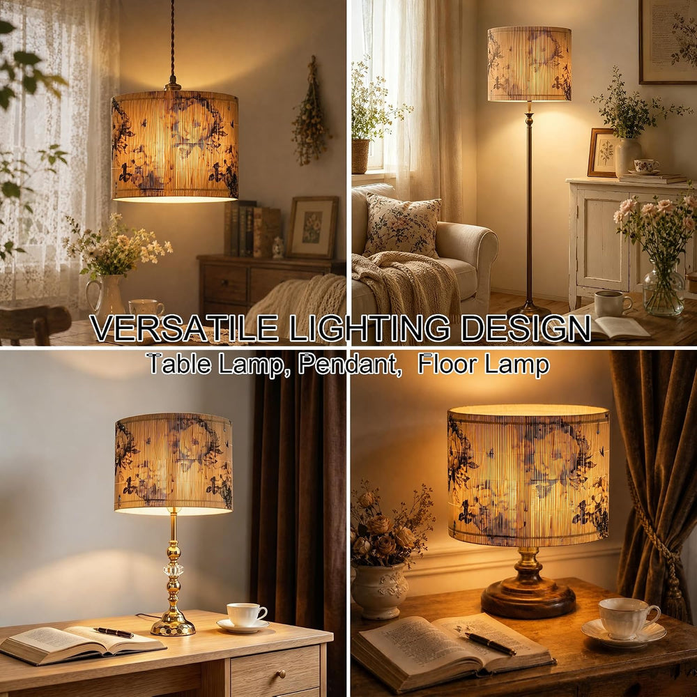 Rustic lamp shade Floral Butterfly Elegant Art decorative 11.8x9Inch