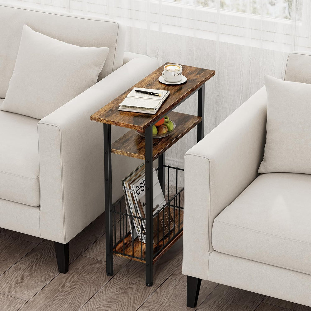 Vagusicc Narrow Side Table, 3-Tier Skinny End Table for Couch Sofa, Small Sid...