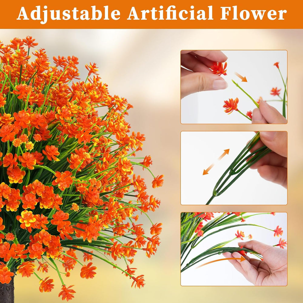 Yangrass 2 Pack Fall Artificial Flower Topiary Balls with Ground Spike