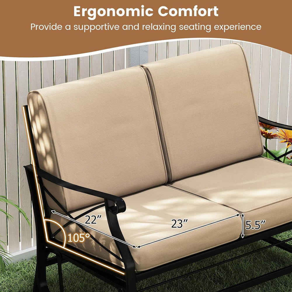 GIANTEX 2-Person Outdoor Glider, Rocking Chair Loveseat with Detachable Thick...