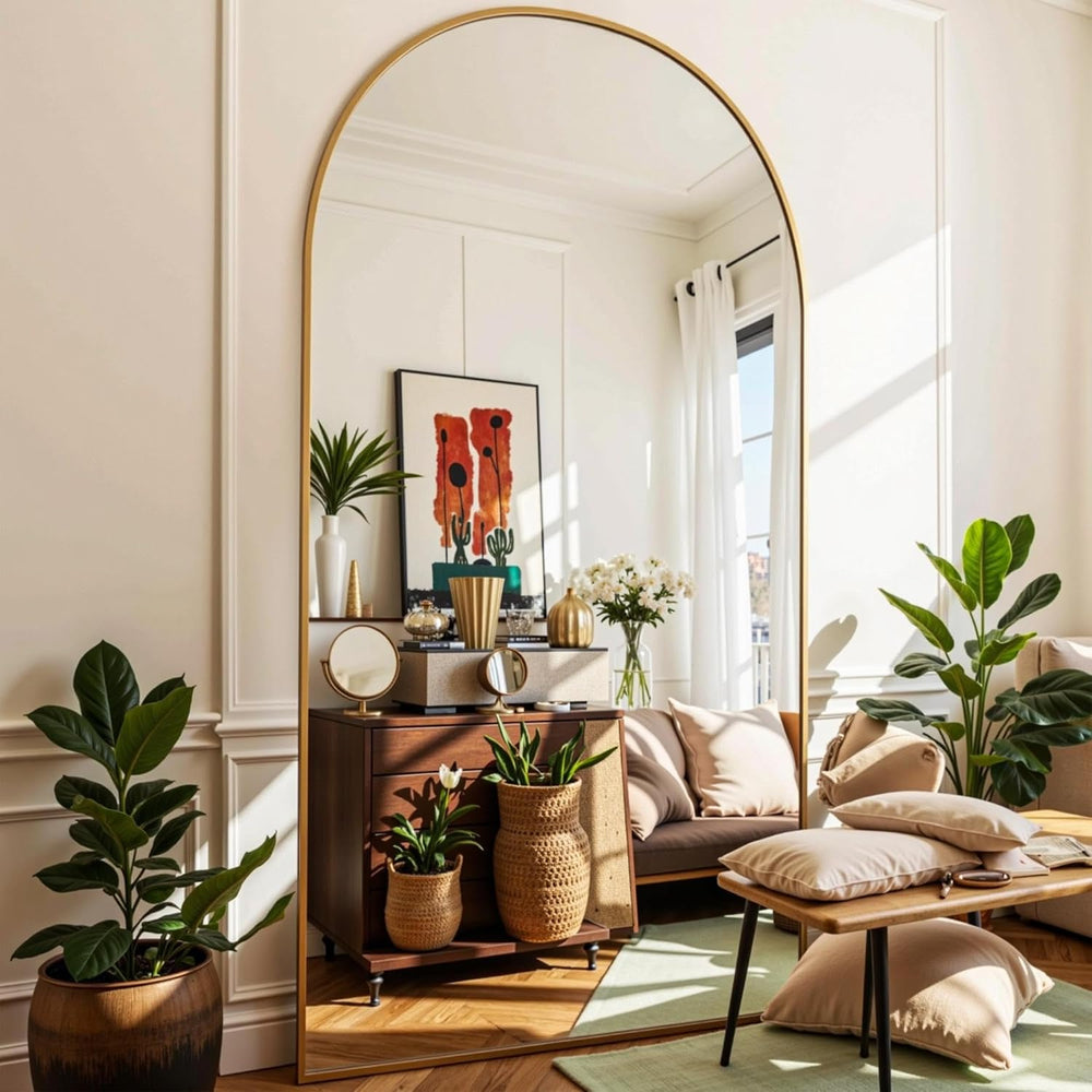 Floor Mirror, 78"x38" Oversized Full Length Mirror with Stand, Gold