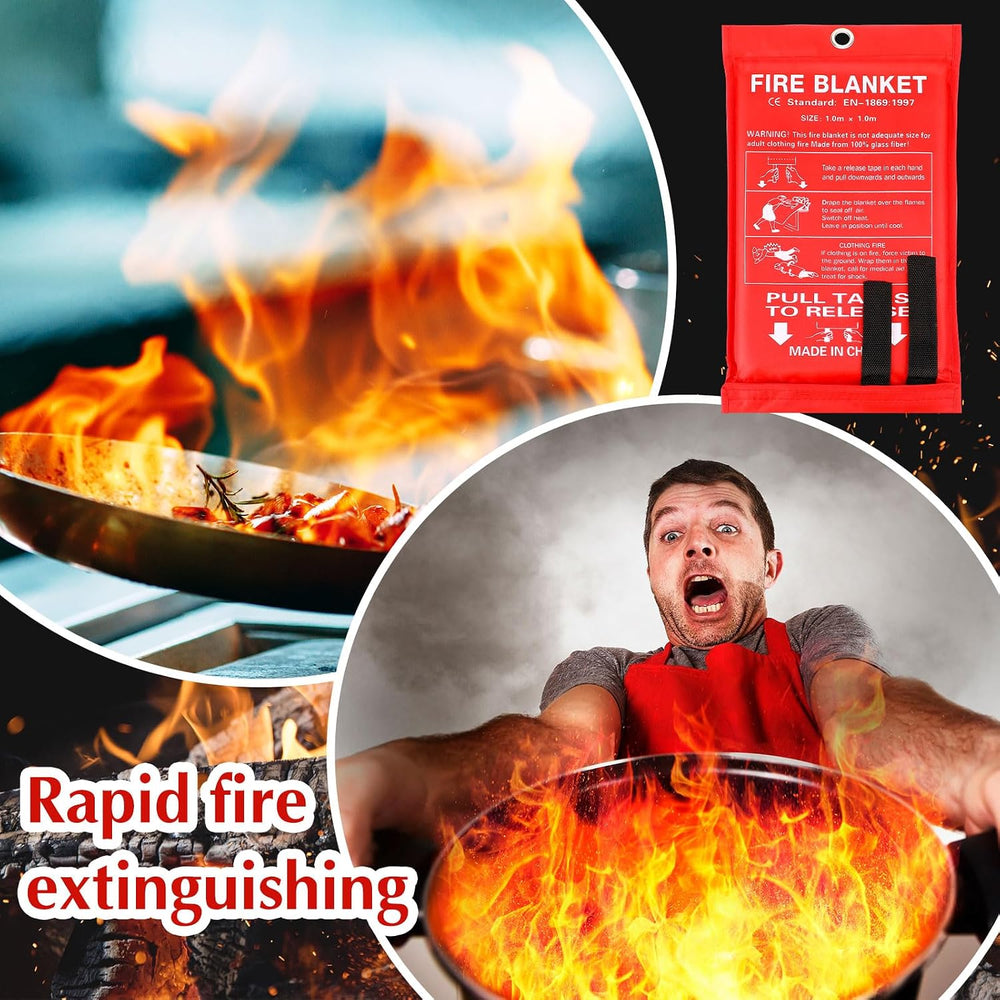 Macarrie 30 Pack 39” x 39” Fire Blanket Emergency for Home Kitchen, Red