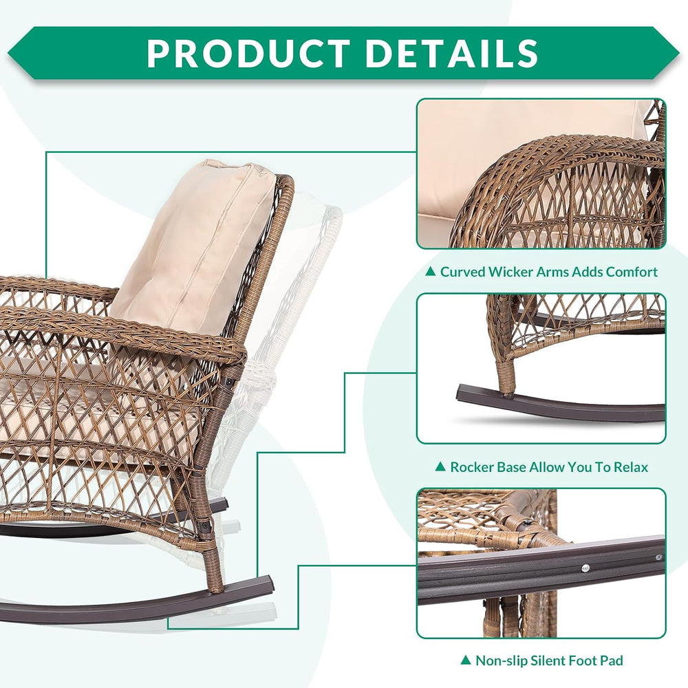 VIVIJASON 4-Piece Outdoor Patio Wicker Conversation Sets, All Weather Outdoor...