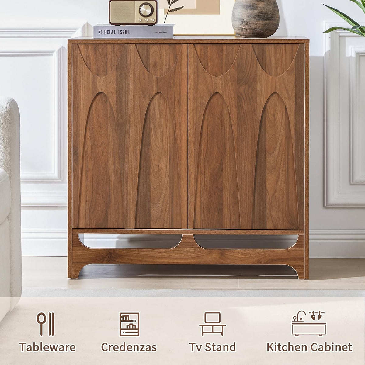 Bifins 31.5” W Walnut Sideboard Buffet Cabinet with Storage