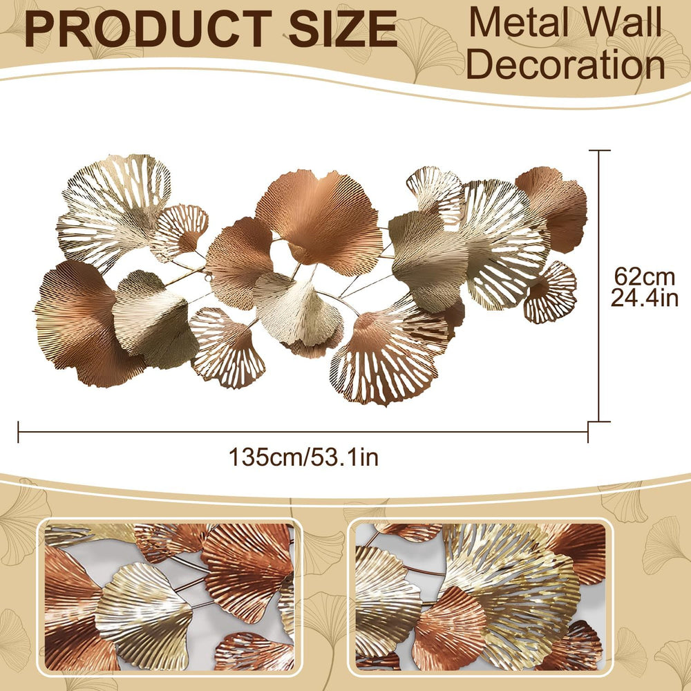 edaknez Gold Metal Wall Decor 53" Large Metal Wall Art for Living Room