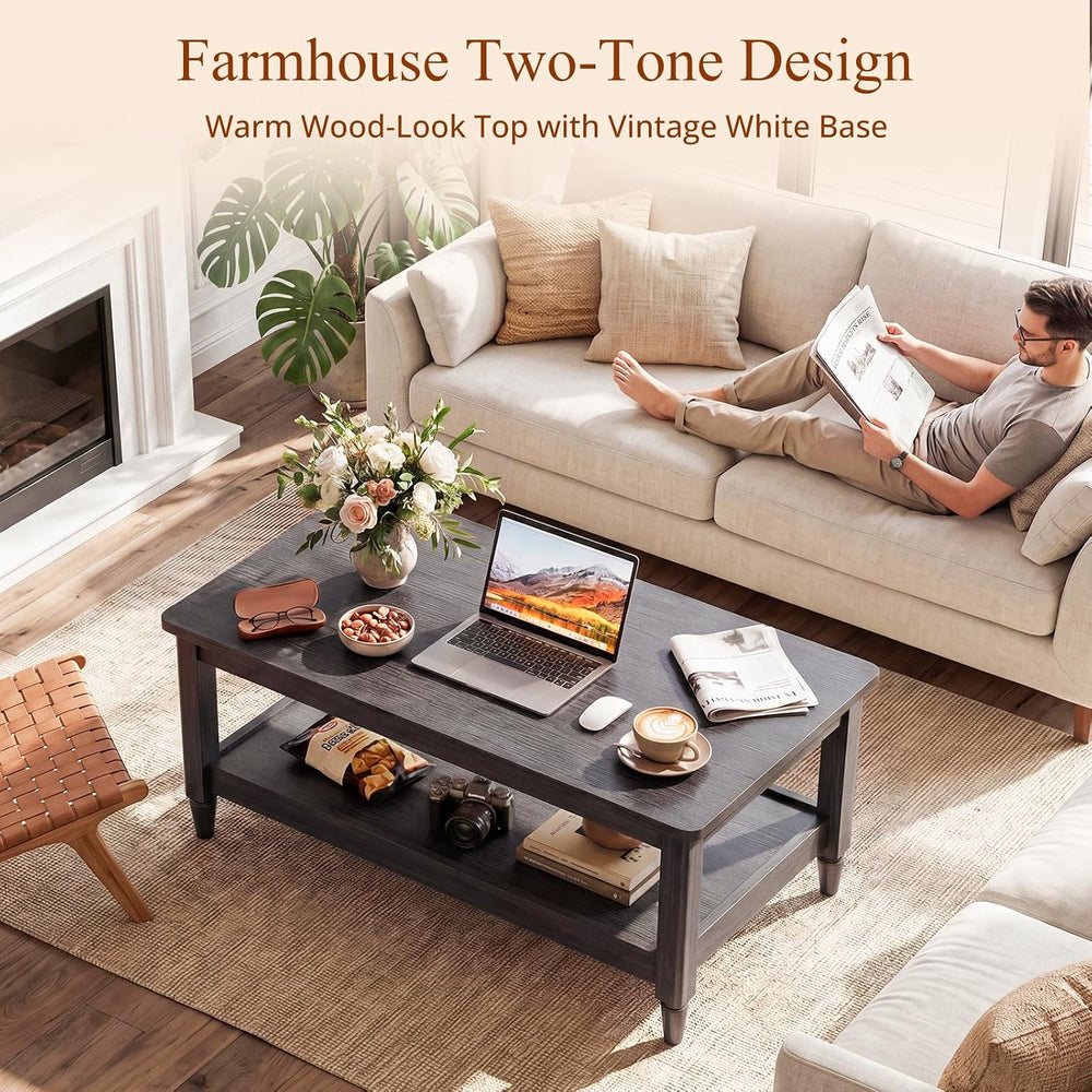 40" Farmhouse Coffee Table, Dark Oak