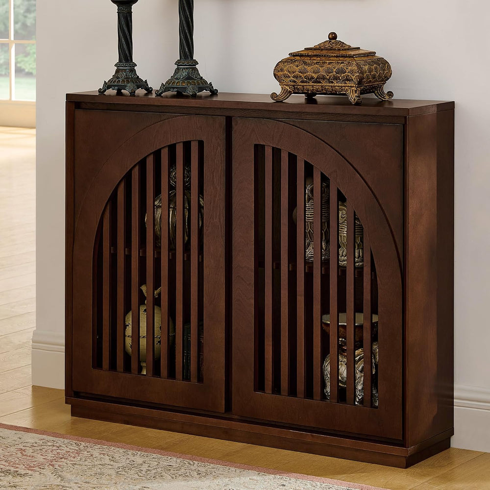 LKTART 39" Walnut Narrow Sideboard Buffet Storage Cabinet for Entryway