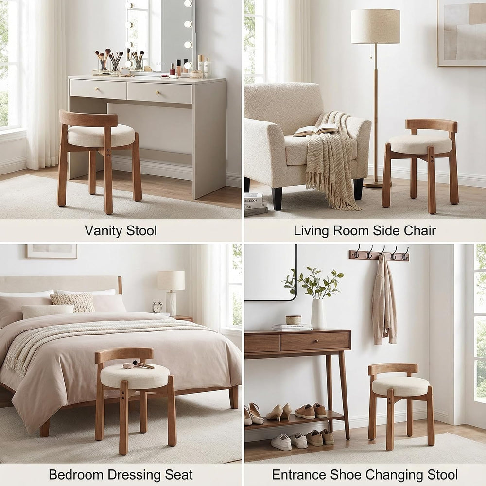 DUOMAY Multi-Use Linen Makeup Ottoman, Beige