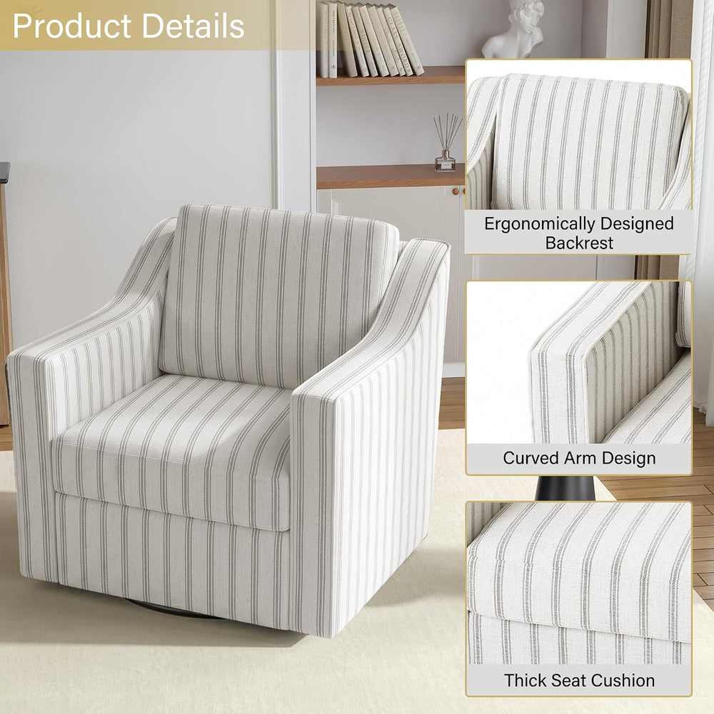 Swivel Accent Chairs Set of 2, 360° Swivel Armchairs, Pinstripe Gray