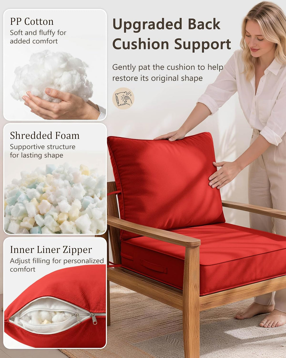 Outdoor Chair Cushion Set of 1, 22x22x4 Waterproof Fade Resistant