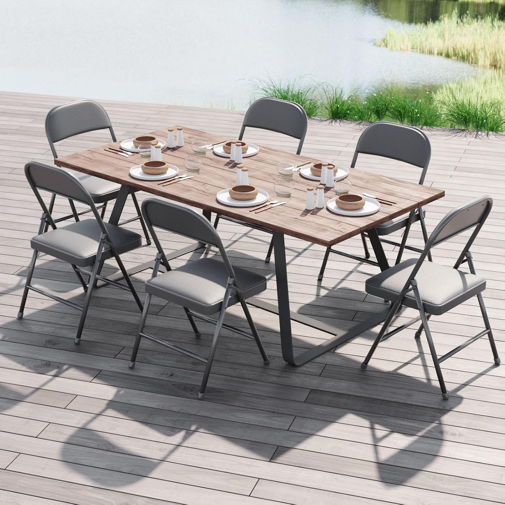Nazhura Folding Chairs with Padded Vinyl Cushion Chairs with Comfortable Cush...