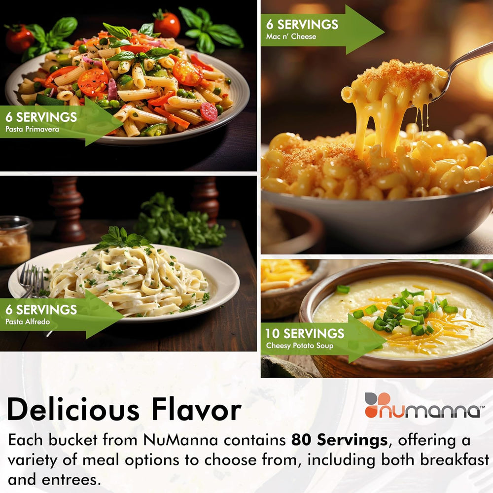 Numanna Grab-n-Go Bucket – 80 Servings, 12 lbs | Freeze-Dried Premade Meals |...