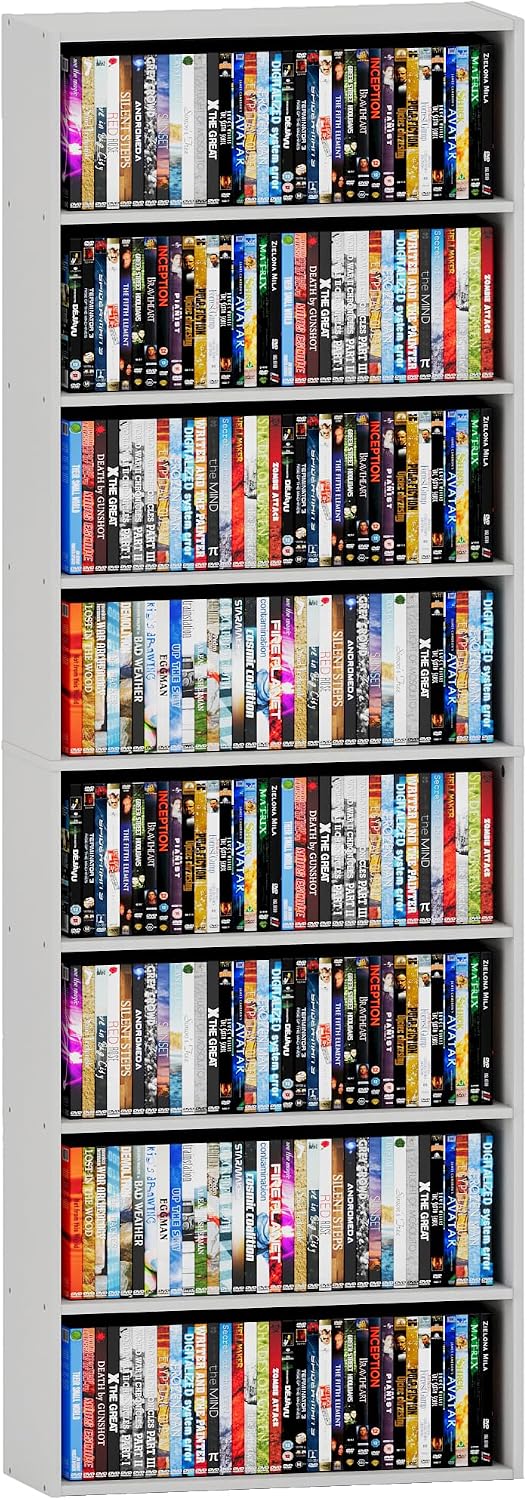 8 tier dvd storage shelf, dvd shelf holds on a desk or shelf