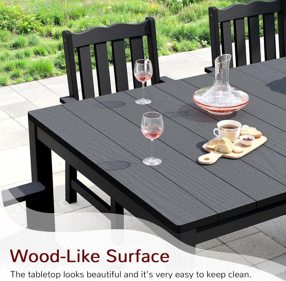 Stoog 7 Pieces Patio Dining Sets, All-Weather HIPS Material & Aluminum Fr...