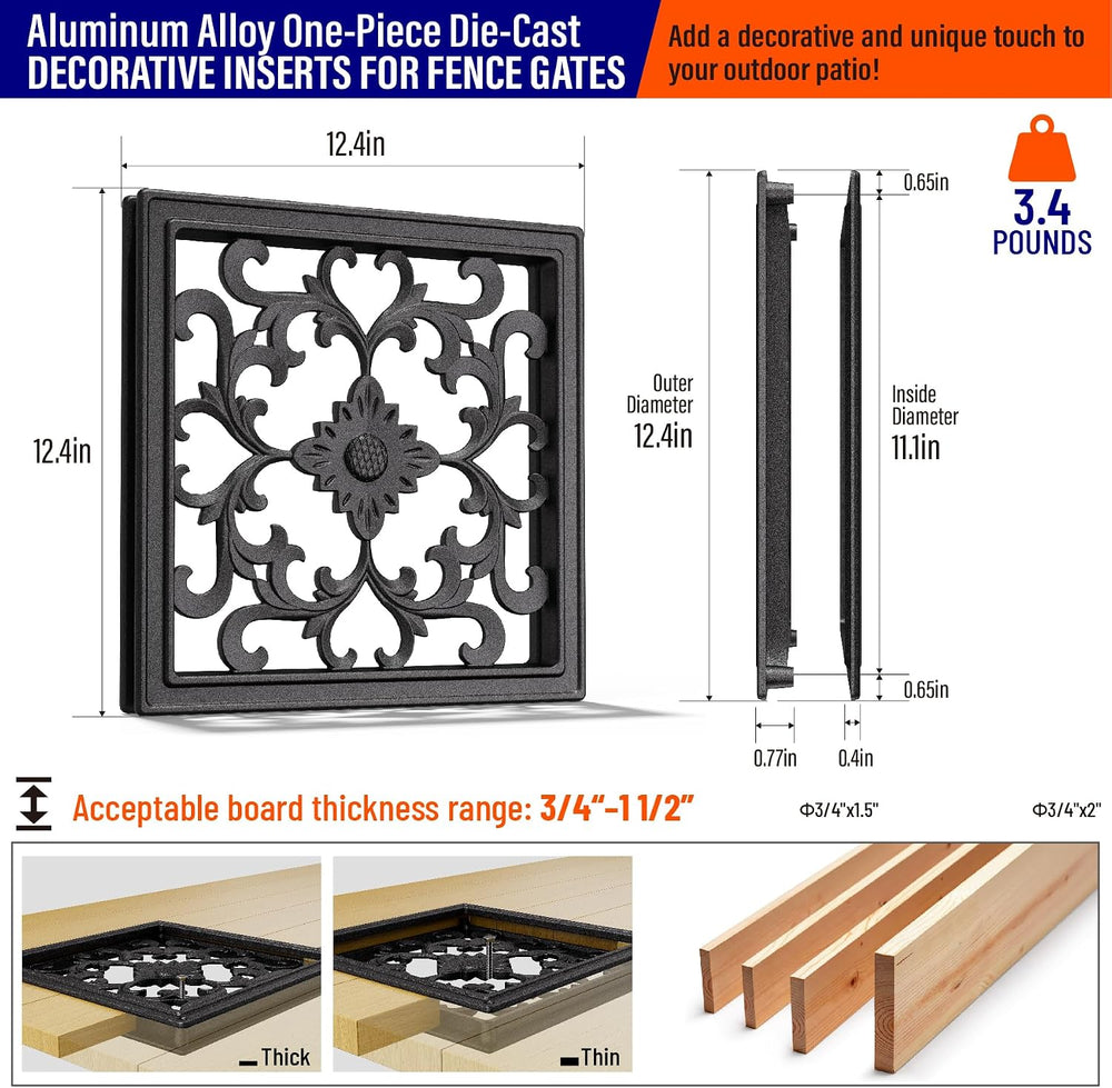 12.4" x 12.4" Decorative Insert for Fence & Gate Aluminum Alloy...