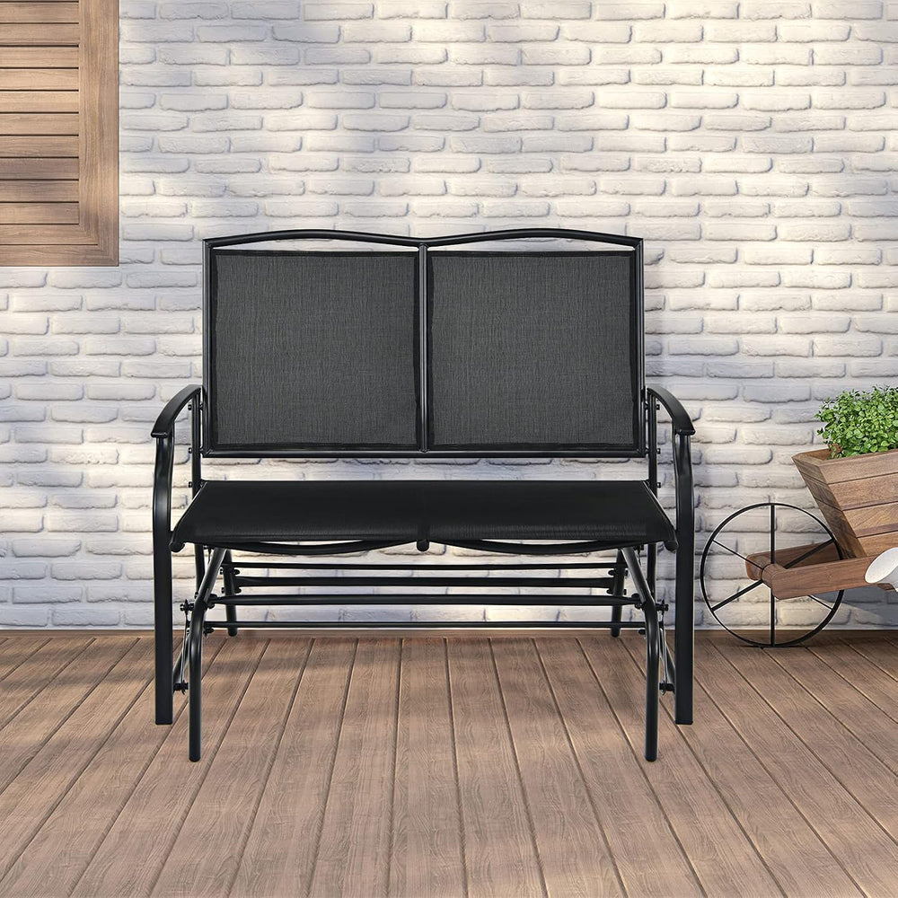 GIANTEX Patio Glider Benches for Outside, Swing Glider Chair w/Steel Frame