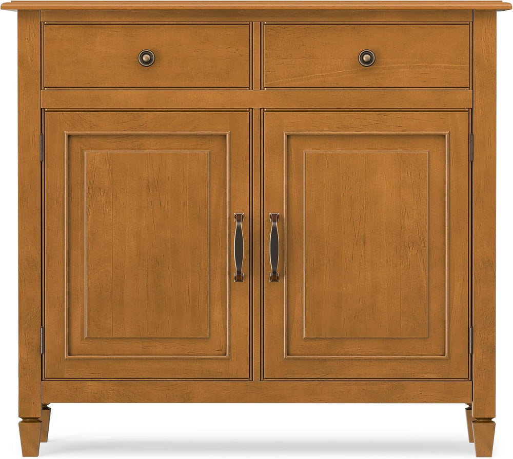 SIMPLIHOME Connaught 40" Solid Wood Cabinet in Light Golden Brown