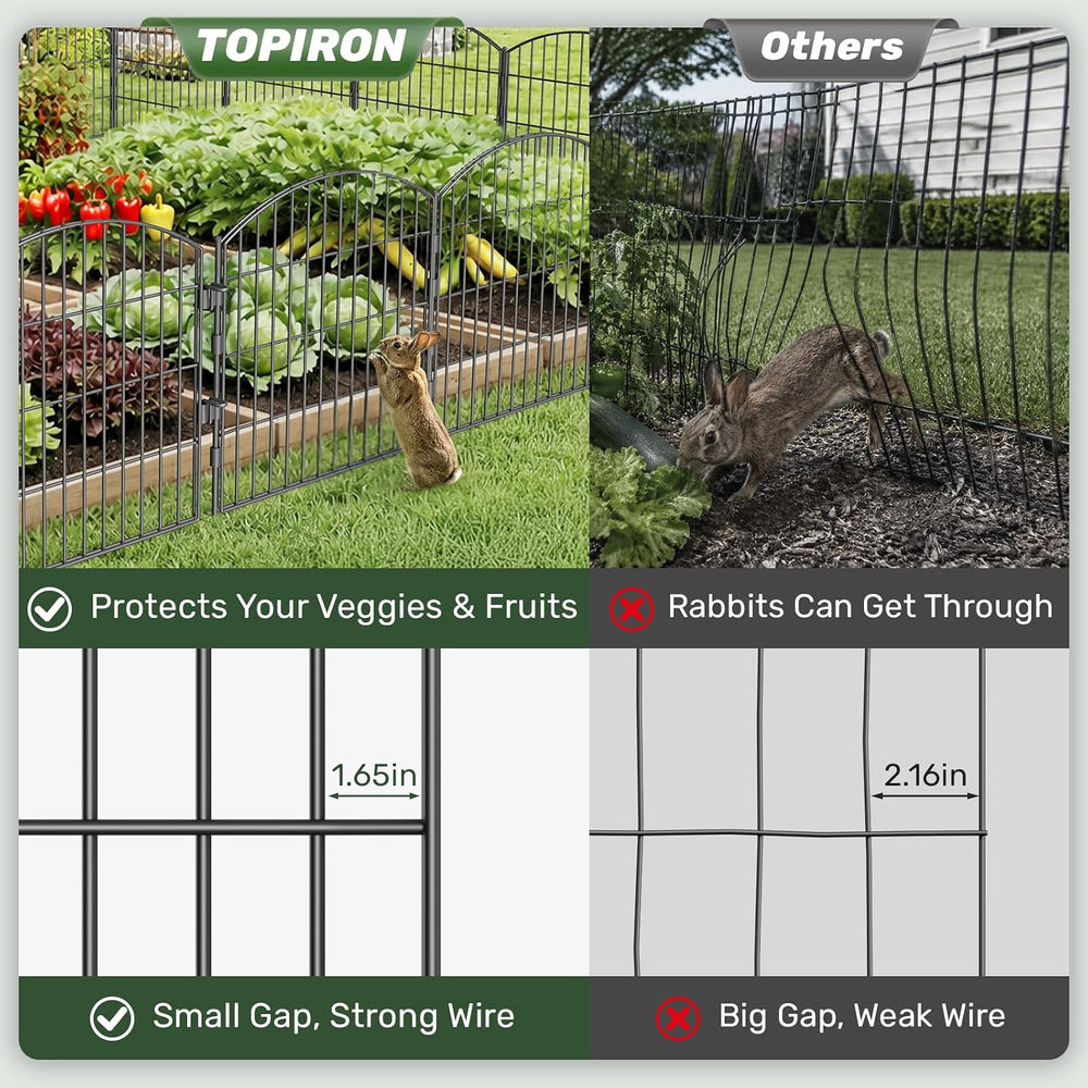 3-Layer Garden Fence with Gate 10 Panel 24in H×20ft L