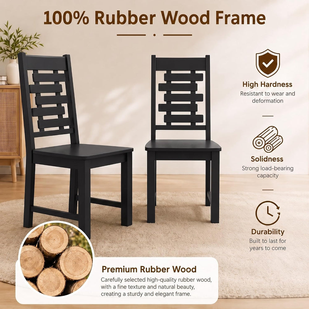 POWERSTONE Wooden Dining Chairs Set of 2, Modern Kitchen Chairs, Black
