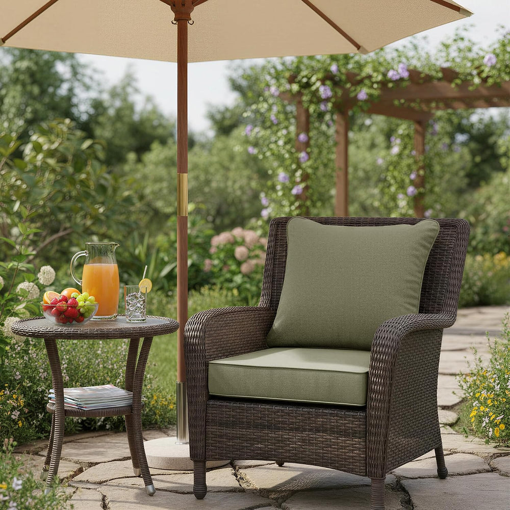 Summsun Water Resistant Outdoor Chair Cushions, Faux Linen Backrest and Deep ...