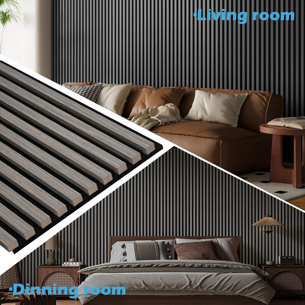 Art3d 3D Fluted Soundproof Wood Textured Slat Wall Panel, 2-Pack, Smoky Oak