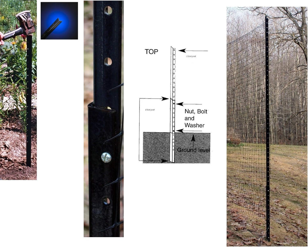 Deer Fence Posts – Angle Steel Black Garden Fence Poles (8 feet (10 Poles))