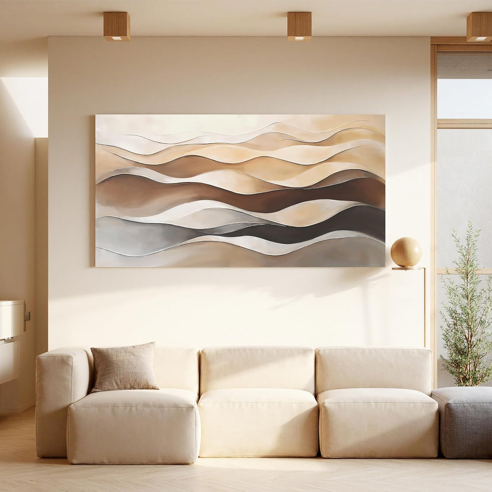Brown White Abstract Canvas Wall Art Decor For Living Room Prints 20"×40...