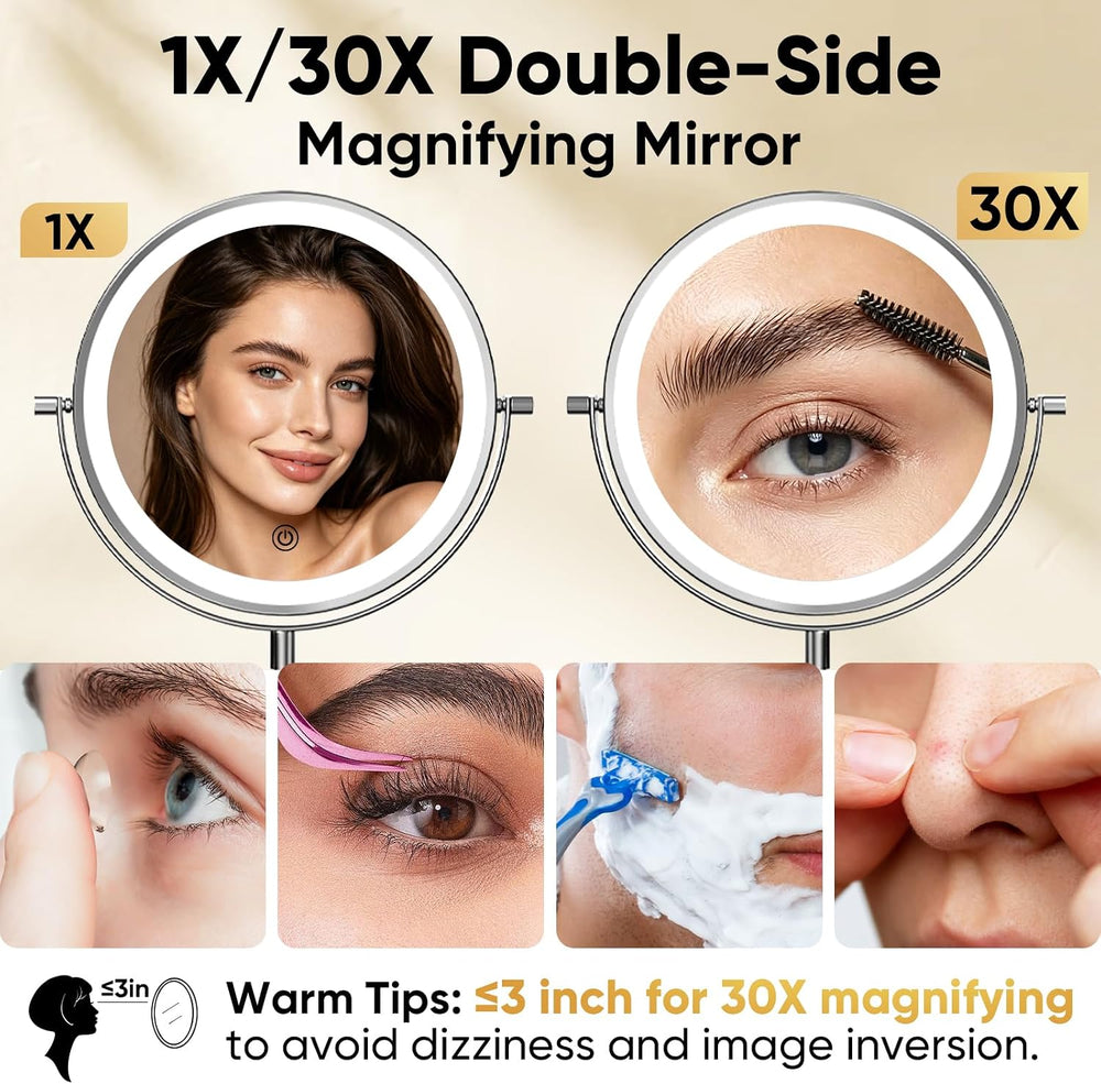 8" Rechargeable Wall Mounted Makeup Mirror Double Sided Magnifying