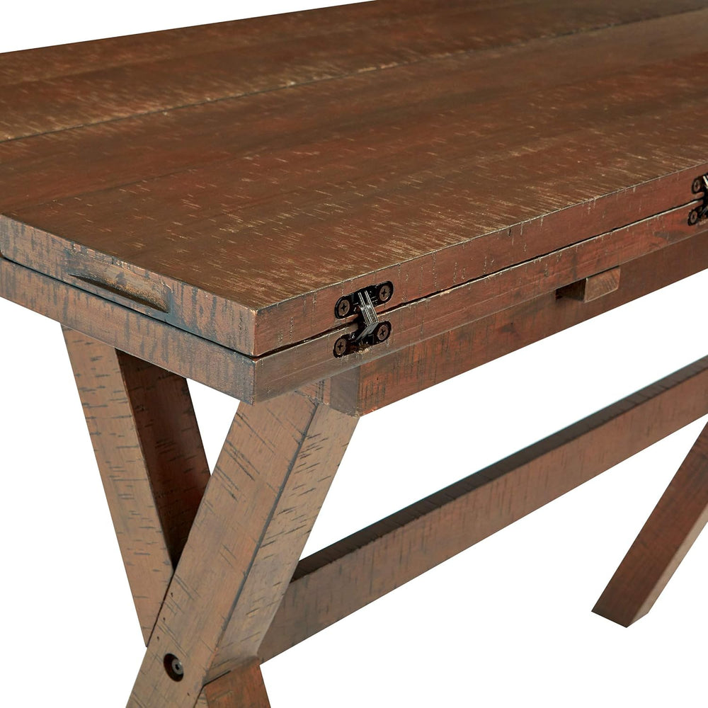 OSP Home Furnishings McKayla Flip-Top Expanding Desk to Dining Table, Distres...