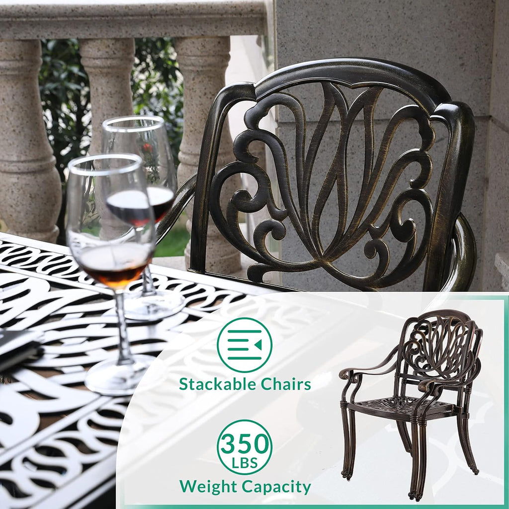 vivijason 3-piece patio furniture dining set, all-weather cast, package contents
