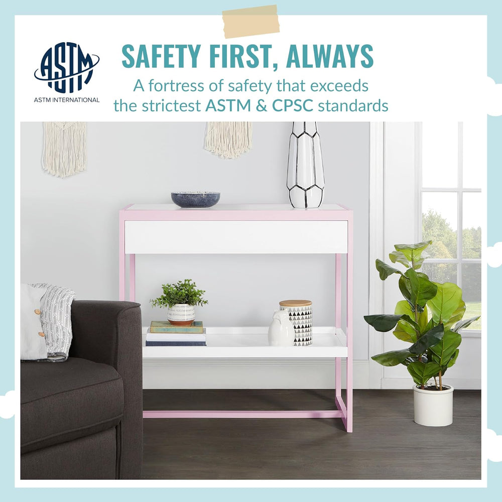 Dream On Me Arlo Changing Table with Pad & Safety Strap - Blush Pink