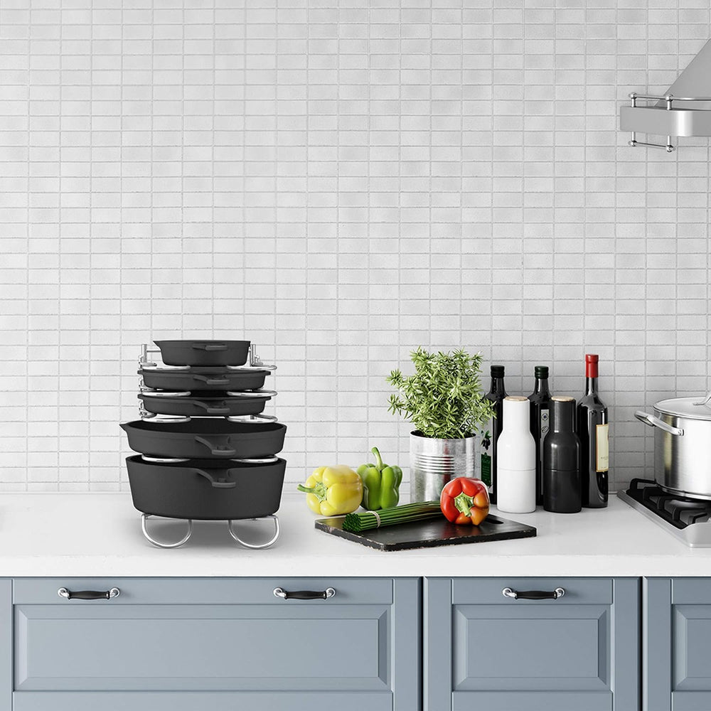 CAXXA Heavy Duty Pan Rack, Pot Lid Rack, Kitchen Cabinet Pantry Cookware Orga...