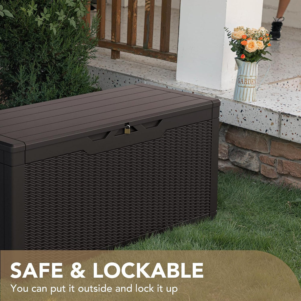 Devoko 100 Gallon Waterproof Deck Box, Resin Large Outdoor Storage Box