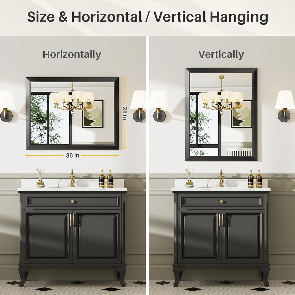 Briivue 22X30 Black Bathroom Mirror for Over Sink, 2-Pack