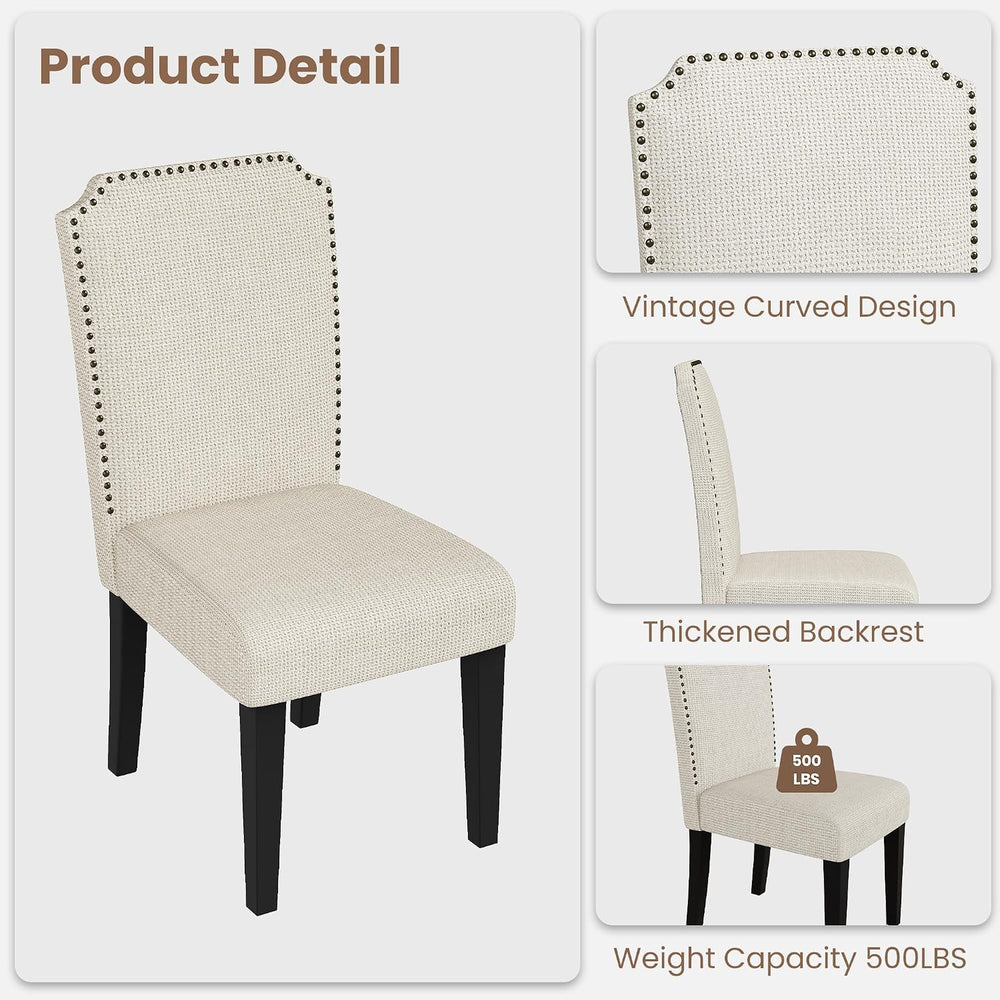 IDEALHOUSE 7-Piece 78.7″Dining Table Set with 6 Upholstered Dining Chairs