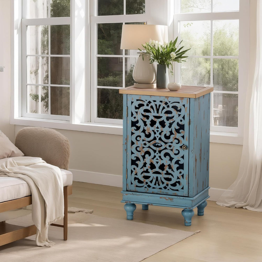 Sophia & William Small Accent Cabinet with Doors, Decorative Carved Cabinet