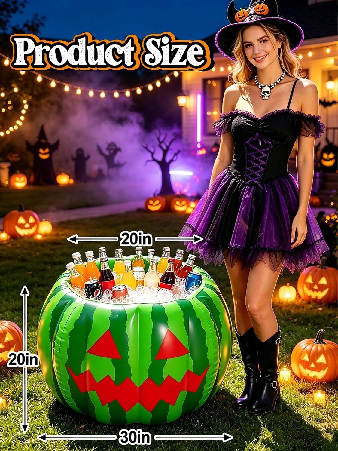 Cosweet Halloween Watermelon Ice Bucket for Party Supplies Drinks, 30"x20"