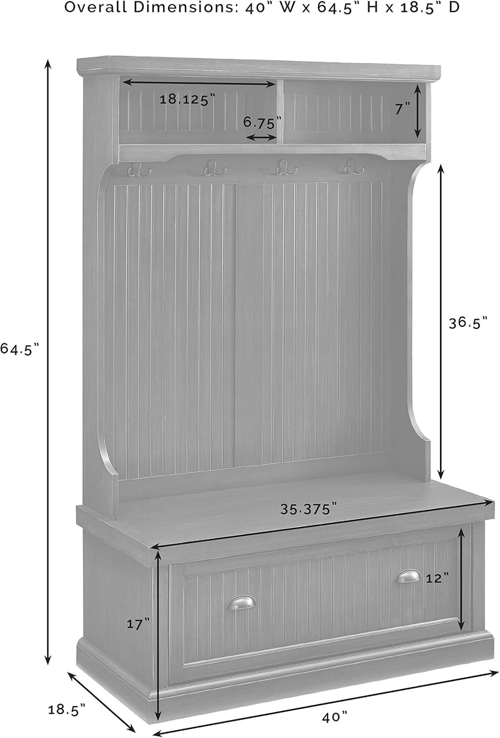 Crosley Furniture Seaside Hall Tree, Shoe Rack Bench