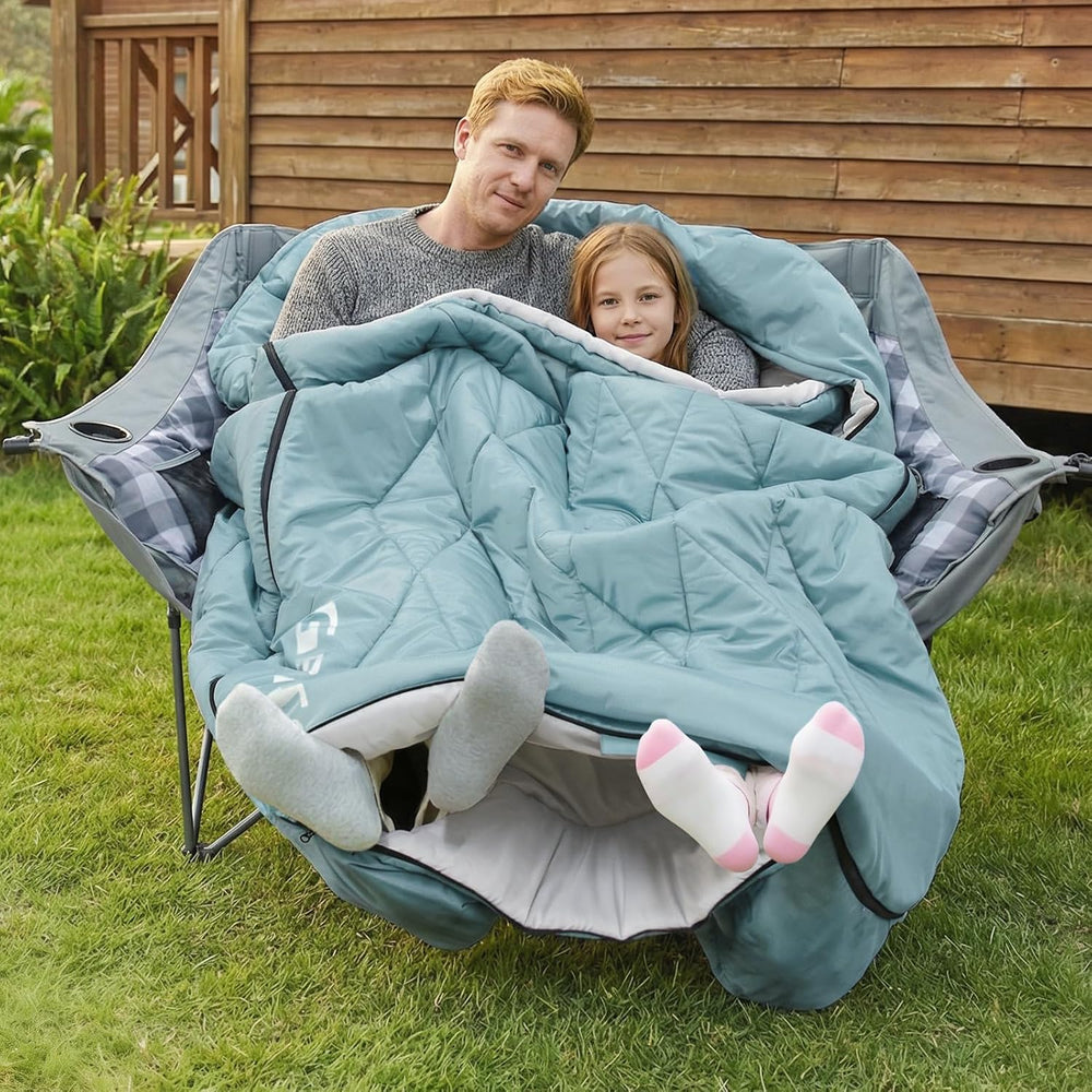 GEERTOP Double Sleeping Bag with Blanket, Queen Size for Couples & Adults