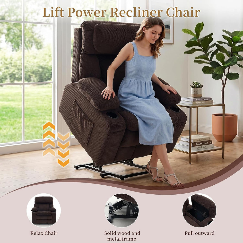 Oversized Dual Motor Power Lift Recliner for Elderly
