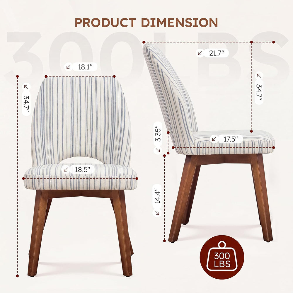 Dining Chairs Set of 4, Upholstered Kitchen Chairs, Striped